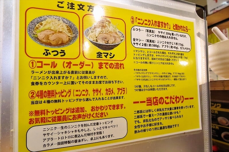 八王子駅『ラーメン 八王子 田田（ダダ）』コールまでの流れ