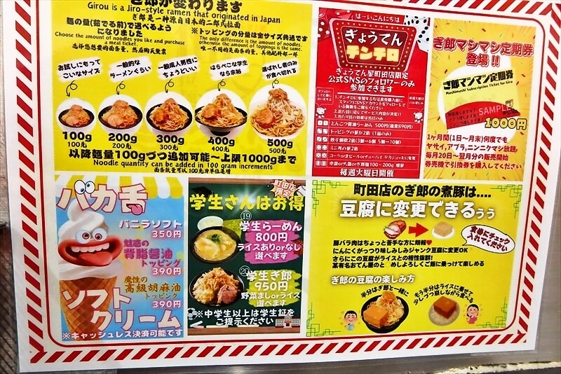 町田駅『ラーメン ぎょうてん屋 町田店』メニュー1