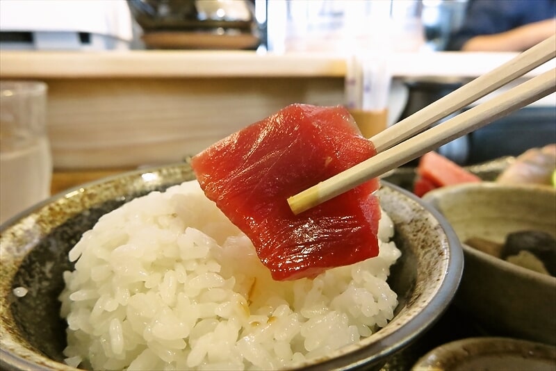 町田駅『土鍋ごはん食堂 ふじたや』お刺身三種盛り定食（本まぐろ入り）10