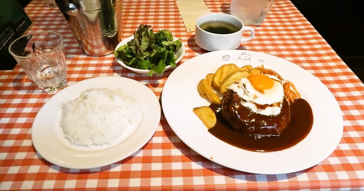 松本市『レストラン どんぐり』目玉焼きのせハンバーグランチサムネイル