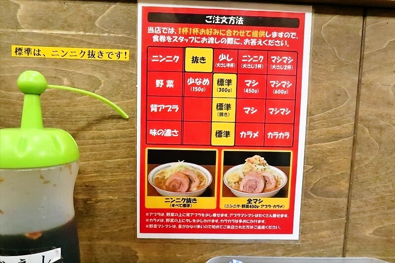 西川口駅『ラーメン百人力 西川口店』無料トッピング（コール）