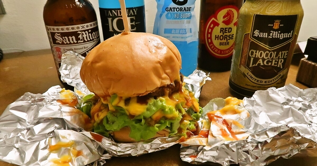 フィリピンのジュースとビール＆ハンバーガーサムネイル