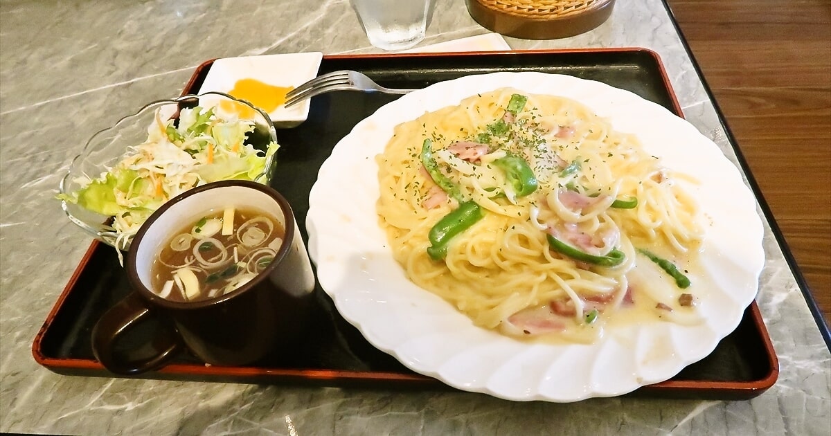 山形県東根市『cafe 元希（もとき）』カルボナーラサムネイル