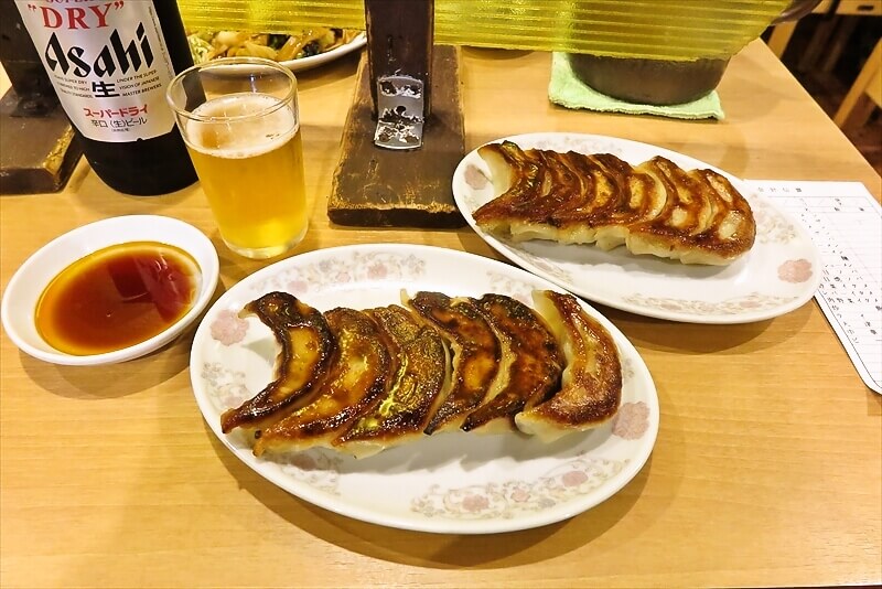横浜市横浜駅『中華一 龍王（りゅうおう）』焼き餃子2人前＆ビール1